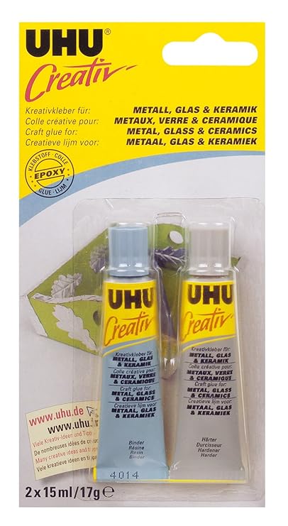 UHU 47285 Spezialkleber, Creativ, Metall, Glas, Keramik, 2 Tuben, 15 ml