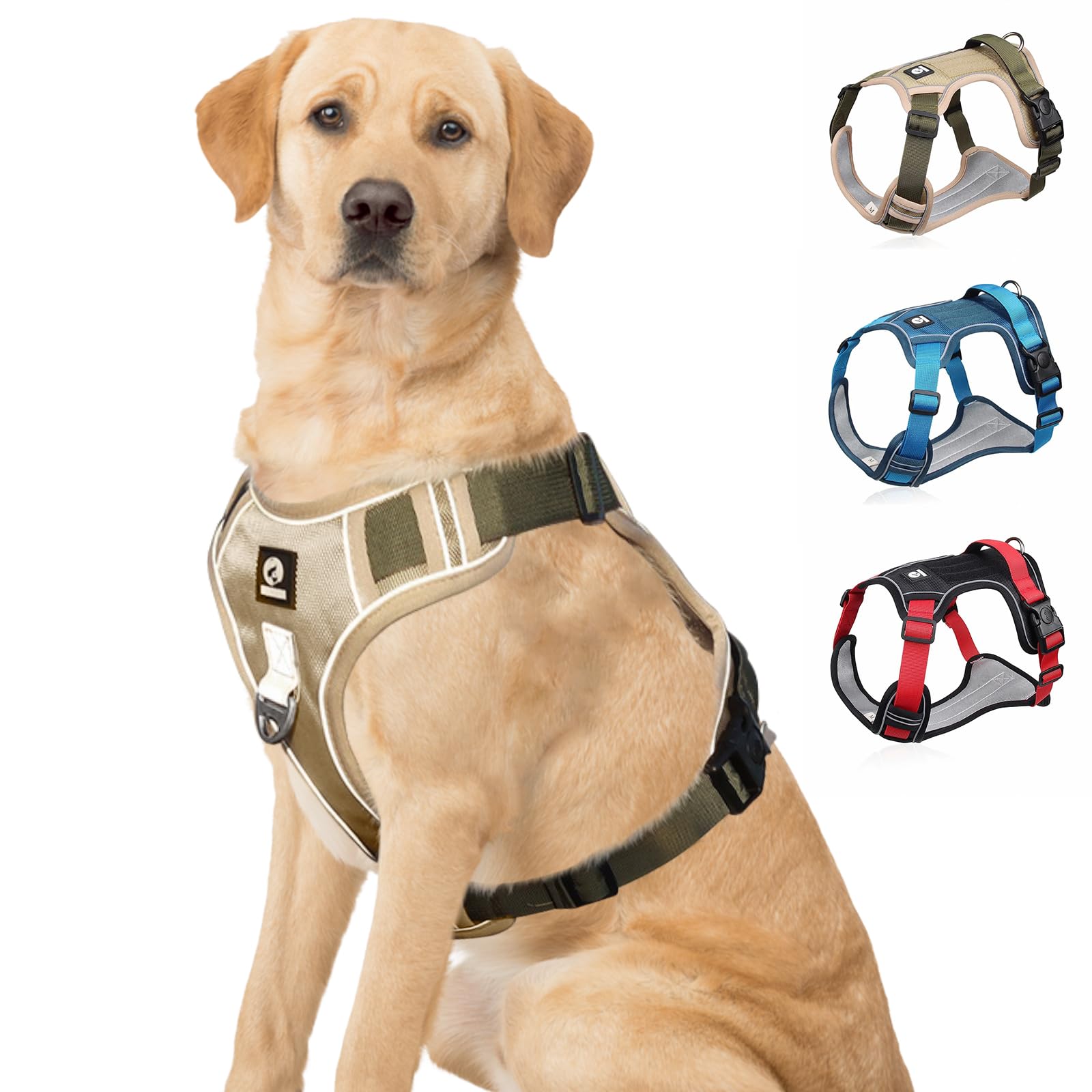 Dog Harness, No Pull Pet Harness, Breathable Pet Vest Harness with D-Ring for Dog Lead Clips, Adjustable Dog Vest with Hook & Loop Panels & Reflective Strips for Small Medium Large Dogs