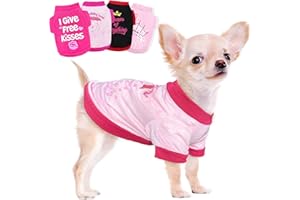 KALLFIR'S CUTIE 4 Pieces Chihuahua Clothes Dog Clothes for Small Dogs Girl Summer Spring Dog Shirts Cute Soft Pet T-Shirt Breathable Puppy Cat Clothes Tiny Dog Outfit (Small)