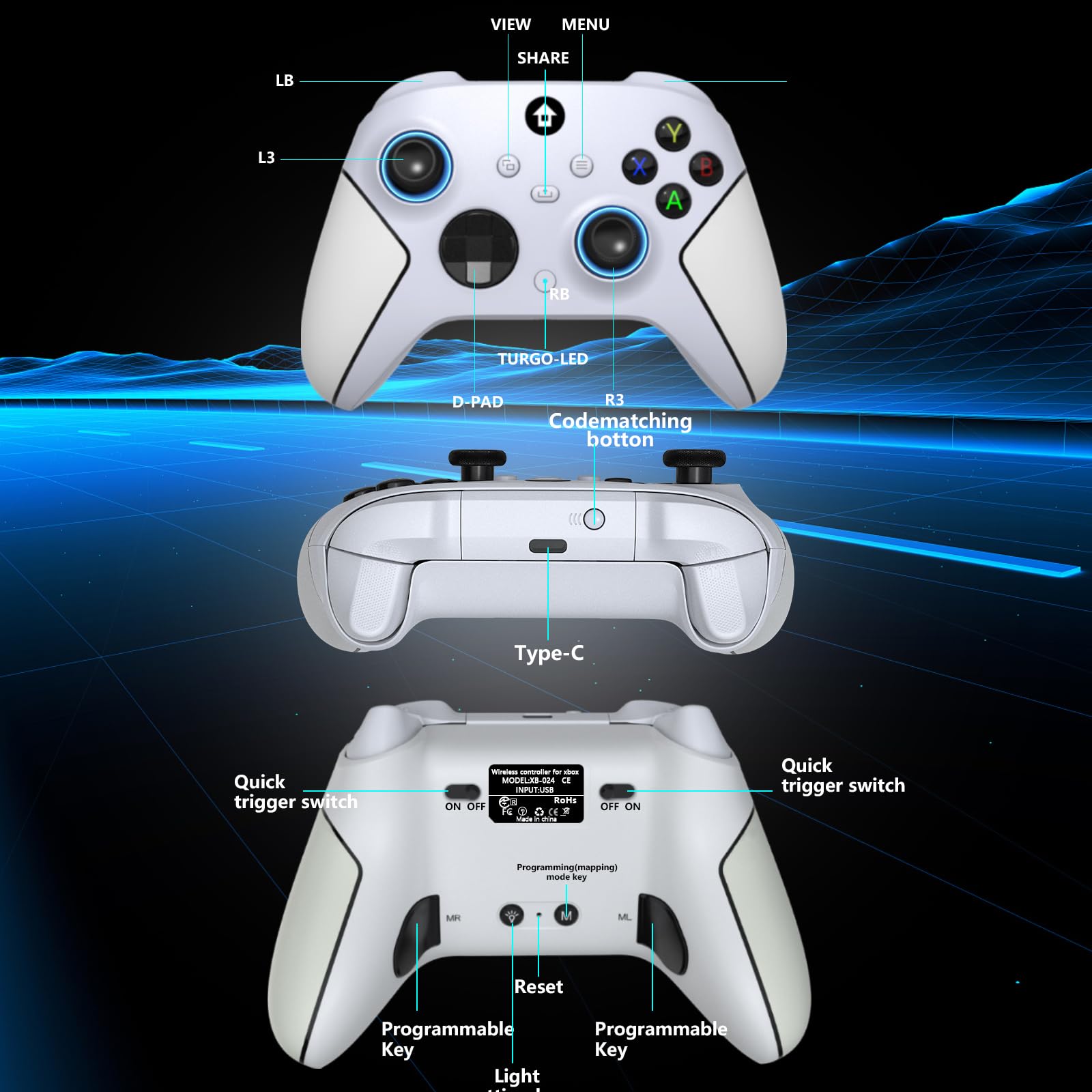 SZDILONG 【Upgraded Wireless Controller with RGB Light for Xbox Controller, RED