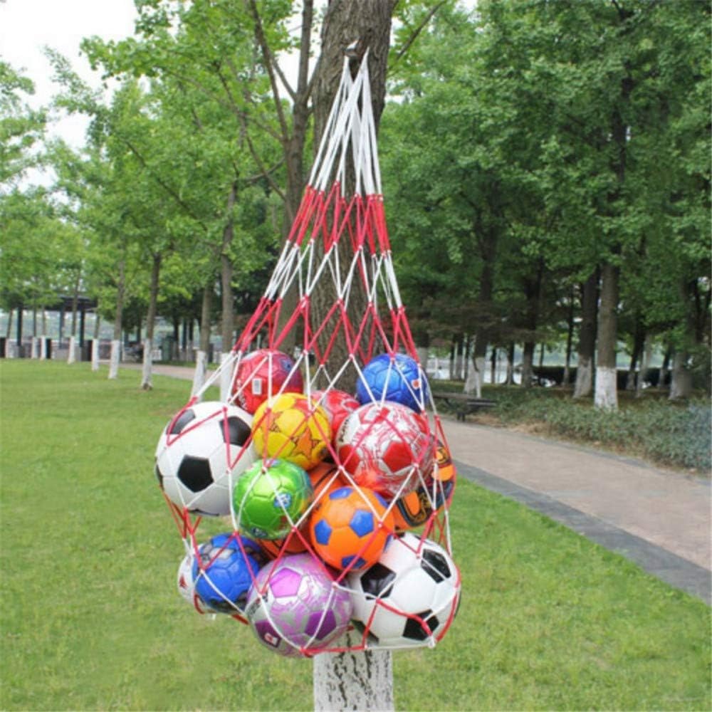 Wendy Mall White Red Basketball Storage Bag Football Soccer Sports Ball Mesh Net Nylon Bag Large Size Ball Carry Bag: Sports & Outdoors