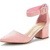 DREAM PAIRS ANNEE Pointed Toe Low Chunky Heels Pump Shoes