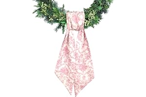 Ftuuo Floral Wreath Sash for Front Door Pink Flower Wreaths Satin Sash Vintage Garland Ribbon Accessories for Wreath Yard Doorway Indoor Outdoor Bow Bridal Shower Home Decor,4.72 x 45.27
