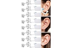 NOVOPIERCING 24 Pcs Ear Piercing Kit Disposable Ear Piercing Gun Kit with 8 Pcs Self Piercing Gun and 8 Pcs Earrings Stud 8 Pcs Cleaning Pads, 3mm