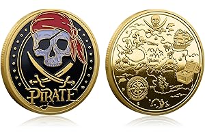 Joygulls Treasure Island Bay Coin Skull Pirate Ship Challenge Coin