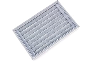 Ring Display Tray, Jewelry Storage Box with Velvet Insert Slots for Earrings, Rings, Cufflinks, Shop or Dressing Table Organi