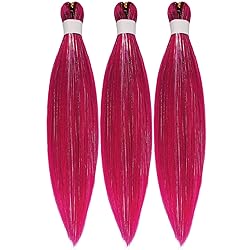 Tinsel Kids Braiding Hair Pre stretched Magenta