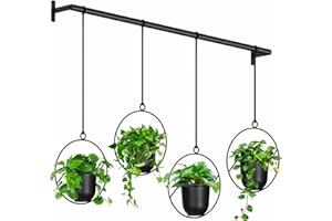 Auledio 4pcs Hanging Planters, Indoor Metal Plant Hanger with Plastic Pots
