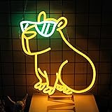 Cool Capybara Neon Sign Cute Animal with Glasses