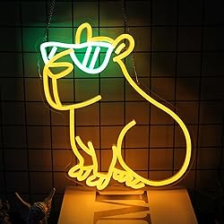 Cool Capybara Neon Sign Cute Animal with Glasses