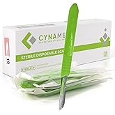 Cynamed Disposable Scalpel Blades| Sharp, Tempered Stainless-Steel Blades | Pack of 10 Sterile Scalpel Knives| Plastic Handle| Individual Pouches| for Dermaplaining, Crafts &amp; More (No.10)