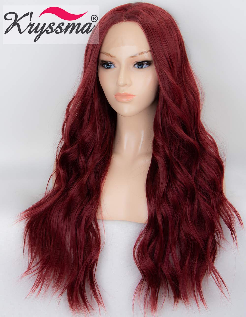 K’ryssma 22 inches Wine Red Lace Front Wigs Burgundy Synthetic Wig for