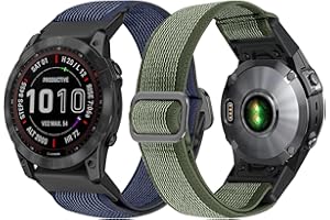 Puhuite Stretchy Nylon Bands for Garmin Fenix 7/Fenix 6/Fenix 6 Pro/Fenix 5/Fenix 5 Plus,Forerunner 935/Forerunner 945/Forerunner 745,Garmin Approach S60/Approach S62,Garmin Quatix 5/Qatix 6 2 Pack
