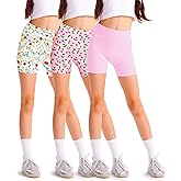 SKIDREAM 3 Pack Girls 4'' High Waisted Black Biker Shorts, Athletic Running Yoga Shorts for Kids Teen