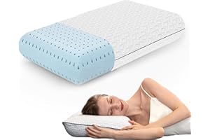 Vaverto Standard Size Gel Memory Foam Pillow - Ventilated, Orthopedic, Bed Pillow, Cooling, with Viscose Made from Bamboo Cover - Essential for College Dorms