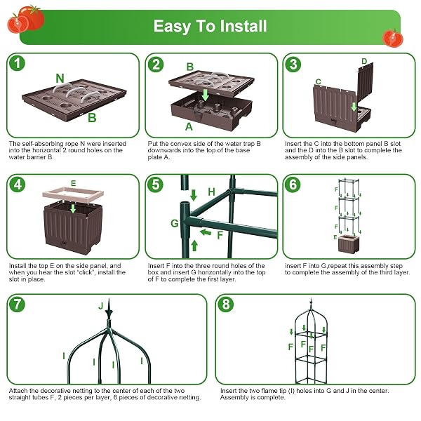 MQHUAYU RAISED GARDEN BED PLANTER BOXES WITH TRELLIS,1PCS 70.9″ SELF-WATERING TOMATO PLANTER BOXES WITH TRELLIS FOR CLIMBING VEGETABLES PLANTS FLOWERS TOMATO,USE FOR INDOOR OUTDOOR (BROWN)