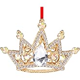 WaaHome Silver Gold Crown Christmas Ornaments 2025 - Metal Crown Keepsake Ornament for Christmas Tree Decorations Gifts for Kids Girls Women Mom Sisters
