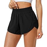 Aurefin Athletic Shorts for Women,Women's Quick Dry Workout Sports Active Running Track Shorts with Elastic and Zip Pockets