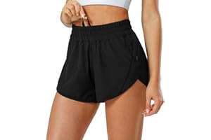 Aurefin Athletic Shorts for Women,Women's Quick Dry Workout Sports Active Running Track Shorts with Elastic and Zip Pockets