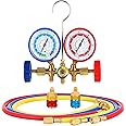 Orion Motor Tech 5FT HVAC Gauges Fits for R134A R12, R22, R502, AC Gauge Set with Quick Couplers, Adapter for Car A/C System Automotive Air Conditioning Maintenance