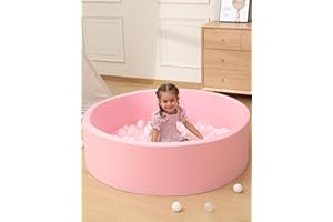 MEOGETY Baby Foam Ball Pit for Toddlers Kids Children, 47.2inch Larger Size Infant Round Soft Small Ball Pool Pits for Girls and Boys Gifts Indoor Playpen, NOT Included Balls Light Pink