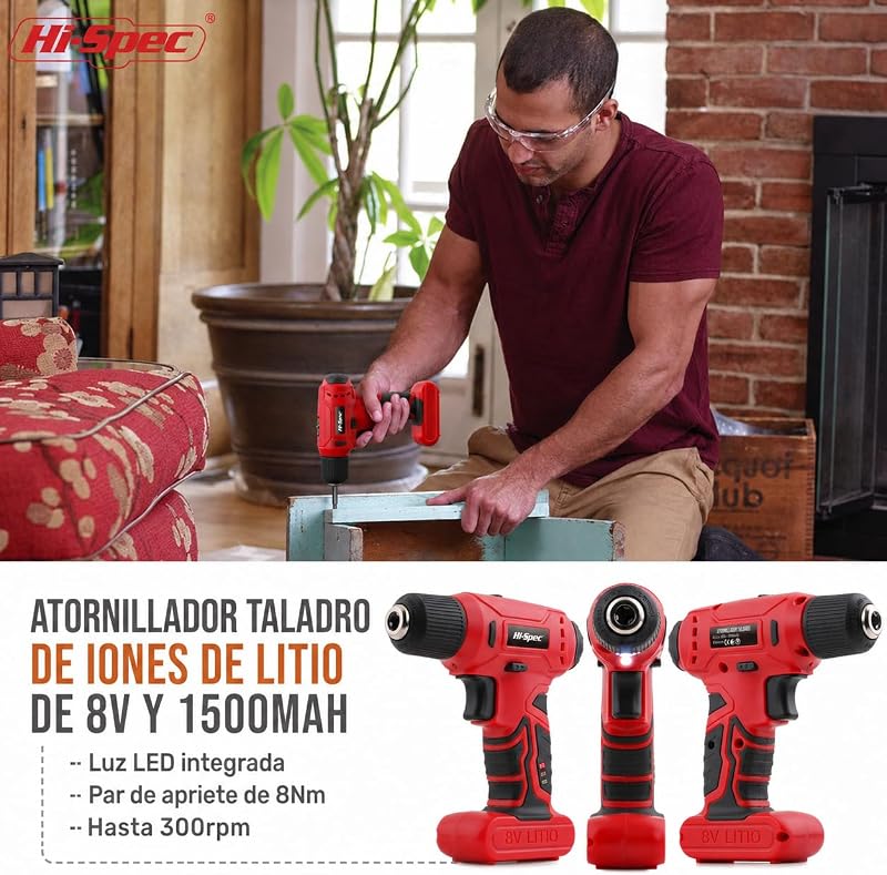 Juego de Herramientas con Taladro Atornillador Inalámbrico 8V