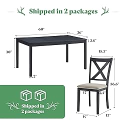 AMERLIFE 7-Piece Farmhouse Dining Table Set with 6
