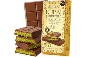 Dubai Crispy Knafeh Chocolate Pistachio Bar 7oz | Famous Dubai Kunafa Pistachio Chocolate Bar | Crispy Kunafe with Pistachio 