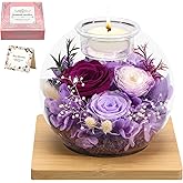 Lujechii Preserved Flowers in Glass,Birthday Gift for Women,Fragrant Flowers in Glass Dome,Fresh Flowers for Delivery Prime,Gifts for Mom,Wife, for Women, Thanksgiving,Christmas(Purple)