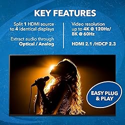 OREI 8K HDMI Splitter 1 in 4 Out, 1 x 4