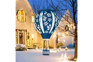 DREAMSKIP Christmas Hot Air Balloon Solar Lantern, Snowflake Metal Christmas Outdoor Solar Lanterns Waterproof for Yard Patio Porch Garden, Solar Christmas Decorations Gifts for Kids Women Adults