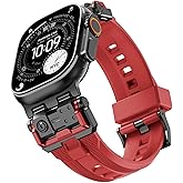 WINGLE Compatible for Apple Watch Bands Ultra 3/2/1 Band 49mm Series 11 10 46mm 45mm 44mm 42mm Men, FKM Rubber Rugged Military Mecha Silicone Sport Band for iWatch SE 3/2/1 Series 9/8/7/6/5/4/3/2/1