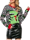 Women's Long Sleeve Knit Pullover Sweater Ugly Christmas Reindeer Sweater