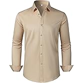 Ficovis Mens Dress Shirts Long Sleeve Collared Shirt Wrinkle Resistant Formal Shirts Business Casual Button Down Shirt