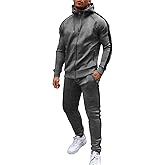COOFANDY Tracksuit Mens with Zipper Pockets Full Zip Hoodie Sweatsuit 2 Pieces Running Jogging Sports Casual Sweat Suits