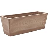Arcadia Garden Products PSW Pot Collection [17.5 inch] Plastic/Stone/Wood Composite Window Box Rectangular Planter &ndash; No Drainage Hole (Drillable), Indoor/Outdoor Pot for Flowers and Vegetables, Taupe