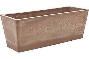 Arcadia Garden Products PSW U45TP Plastic/Stone/Wood Composite Simplicity Window Box, No Drainage Hole (Drillable), 17.5" x 7" x 6", Taupe
