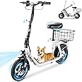 Caroma Electric Scooters for Adults, 1200W Peak Motor, 20 MPH Top Speed, 30 Miles Max Range, Foldable Electric Scooter with Seat, Detachable Large Basket, Perfect Commuter E Scooter for Teens