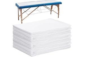 AQUEENLY 40PCS Massage Table Sheets Disposable SPA Bed Sheets, Quality Disposable Sheets for Spa Tatto Salon Lash Bed Cover, Esthetician Supplies, Soft Non-woven Fabric, 31 x 67 inches(White)