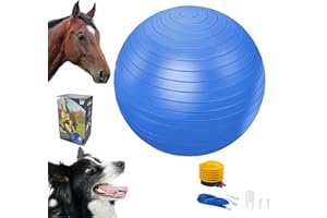 Dawpet Blue Anti-Burst Training Soccer Ball for Horses, Mega Herding Dog Balls with Hand Pump, Stall Toy