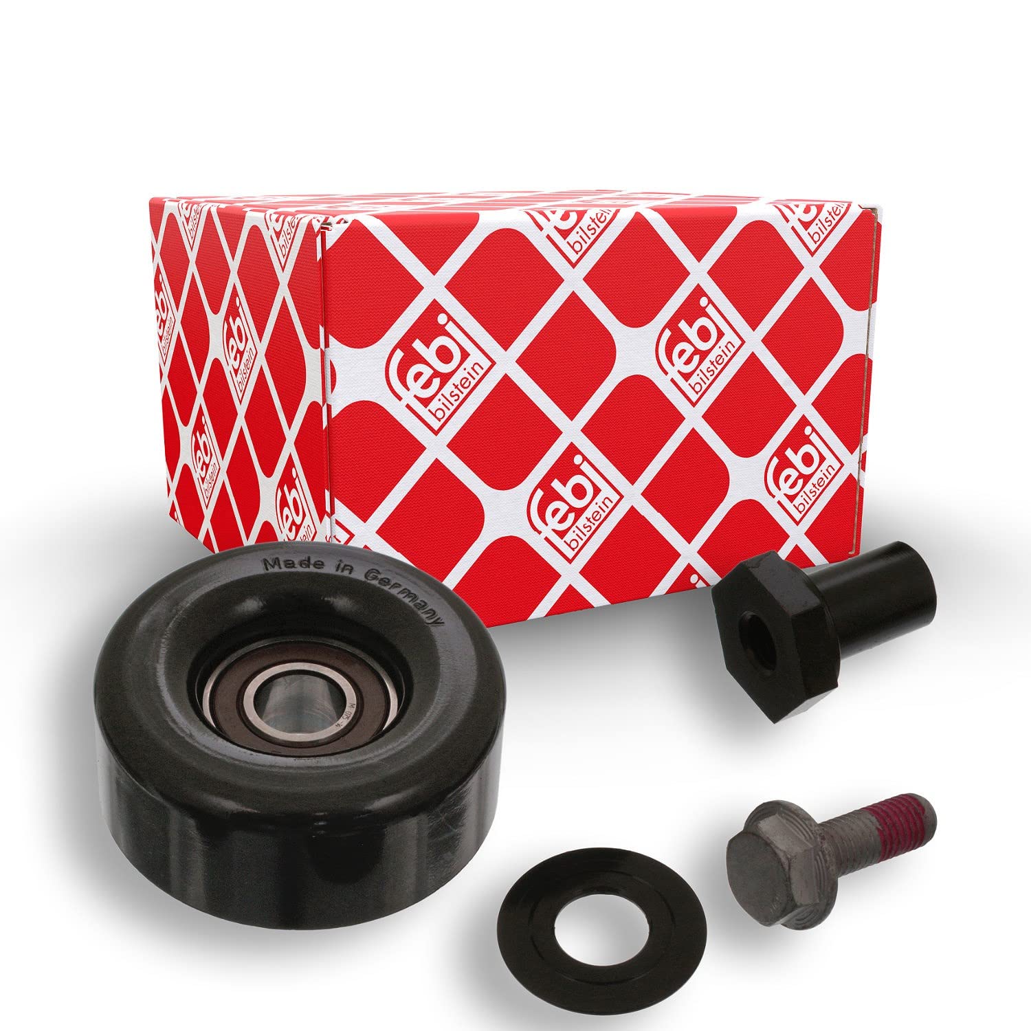 febi bilstein 34533 Tensioner Pulley for auxiliary belt, with screw, pack of one