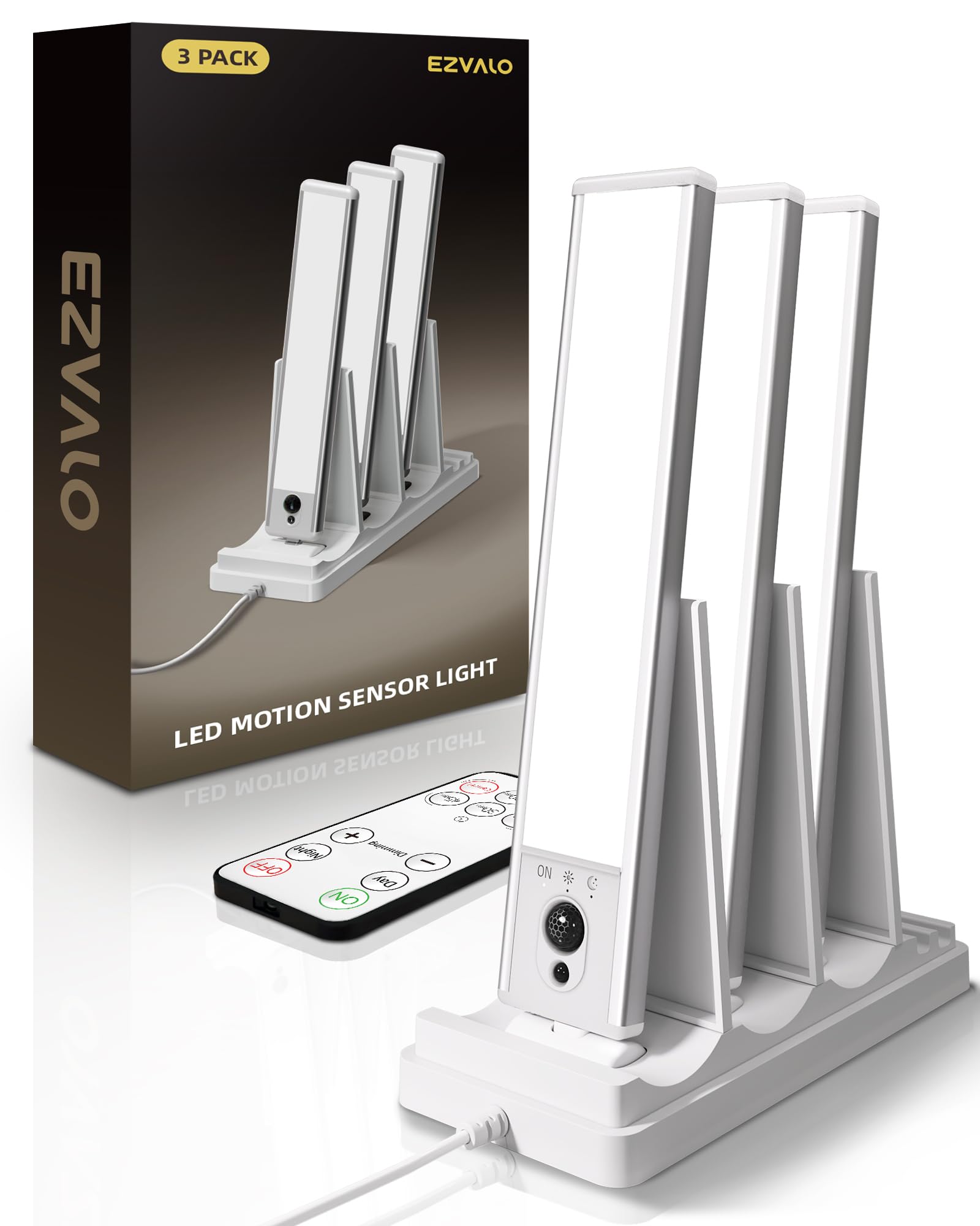 Photo 1 of EZVALO Under Cabinet Lighting with Charging Station, Rechargeable Motion Sensor Light Indoor, Dimmable Closet Lights Wireless, 6500K, Motion Activated Under Counter Lights for Kitchen,Pantry(3 Pcs)