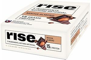 Rise Whey Protein Bars - Mocha Almond | Breakfast Bar & Protein Snack 15g Protein 4g Fiber Just 5 Whole Food Ingredients Gluten-Free Soy Free