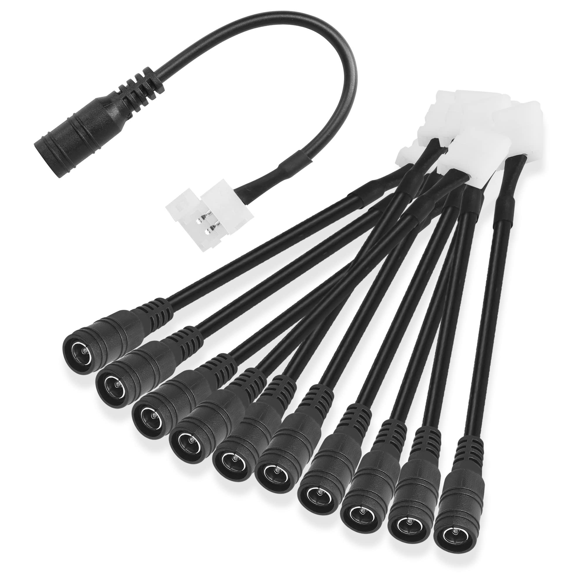 PNGKNYOCN 2 pin led Connector DC 5.5mm x 2.1mm Female plug to 2-Pin 8mm Wide solderless light strip clip for 3528 5050 LED Light Strips(10-Pack)