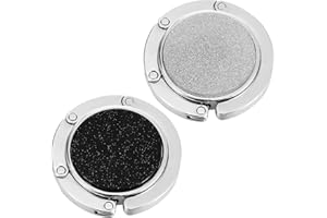 oruola 2pcs Foldable Purse Hook for Table,Bling Rhinestone Purse Holder for Table,Metal Purse Hanger for Table,Purse Hook for Girls and Women (Black Silver)