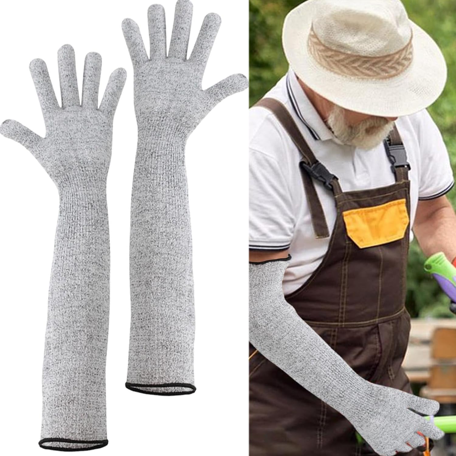 DILUSILK Gardening Guard Gloves, Guard Gloves Gardening Long, Long Gardening Gloves for Men, Suitable for Gardeners Construction Workers Etc to Prevent Cuts. (55cm)