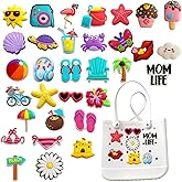 VANNYVANYA 32Pcs Bag Charms for Bogg Bag, Sunshine beach bikini Cute Charms Decoration Accessories for Bogg Bag Rubber Tote Beach Bags