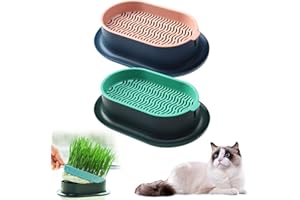 AEdlAy Cat Grass Planter(no Seeds Included), Cat Grass for Indoor Cats, Hydroponic Cat Grass Growing Kit, Soilless Culture Cat Grass Growing Kit, Cat Grass Seeds Sprouting Trays for Sprouts (2 Pcs)