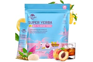 VitaCoeur Yerba Mate Instant Tea Powder with Nootropics, Yerba Mate Tea Supports Energy, Focus and Gut Health-Clean Energy & Boost Brain Fog Buster| Sugar-free Yerba Magic | Peach Mango Flavor-30 Servings