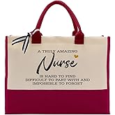 EDCTO Canvas Bag Gift for Nurse, Cotton Canvas Tote Bag, Thank You Gift for Nurse, Canvas Tote Bags for A Nurse, Womens Weekend Bag, Reusable Grocery Bags, A Truly Amazing Nurse is Hard To Find A